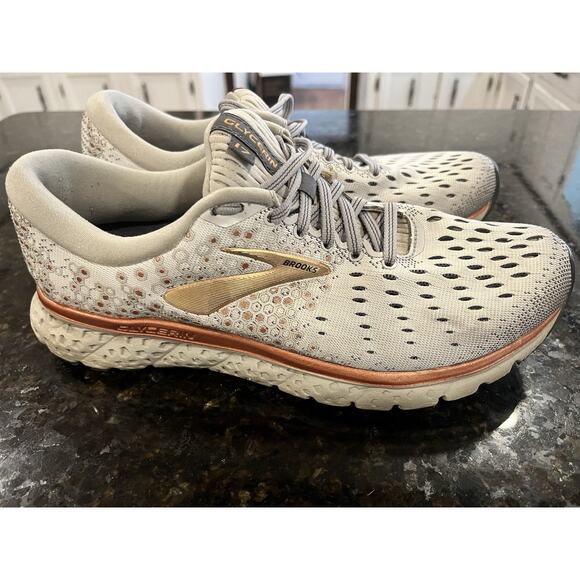 Brooks Glycerin 17 Shoes Womens Size 8 Gray Rose Gold Neutral Running Sneakers - Picture 9 of 11